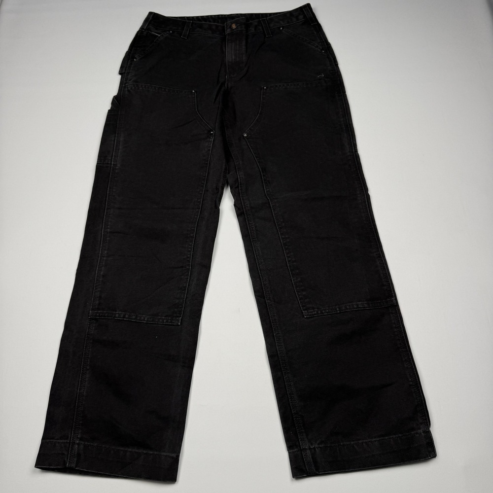 Carhartt Pants Women's 8 Double Knee Black Canvas Carpenter Relaxed Workwear